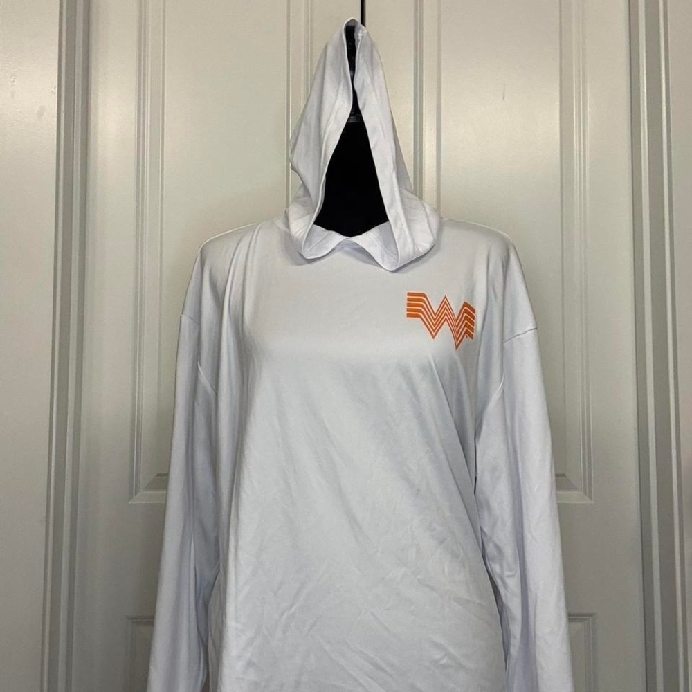 Whataburger White Performance Hooded Long Sleeve – Adult XL – Logo Back & Sleeve - Picture 5 of 6